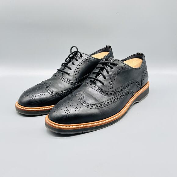 Cole Haan Shoes Mens 8.5 Black Leather Grand 360 Wingtip Oxford Brogue Dress - Picture 4 of 12